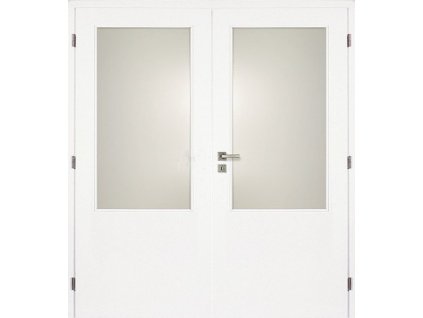 Interiérové dveře bílé 2/3 sklo dvoukřídlé 145 cm DOORNITE