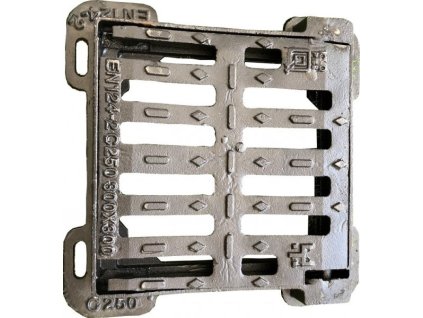 Litinový rošt s rámem 300 x 300 mm nosnost 25t k revizní šachtě