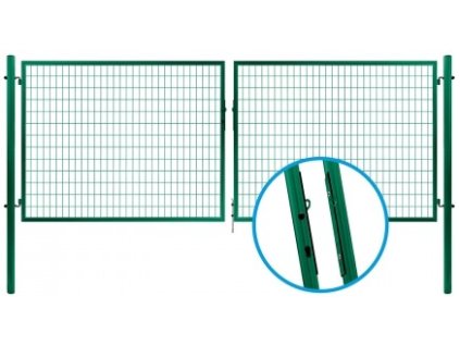 Brána dvoukřídlá zahradní SOLID Zn + RAL 6005 - 3580 x 950 mm