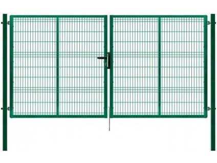 Dvoukřídlá zahradní brána PILOFOR zelená 4118 x 2045 mm FAB