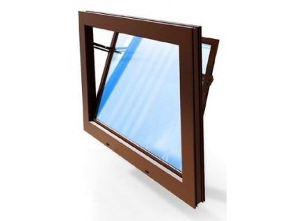 Sklepní okno hnědé vyklápěcí plastové 60 x 50 cm dvojsklo 4+4 mm ACO