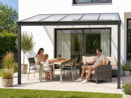 Hliníková pergola LANITPLAST WALL 33 antracit + čirý PC