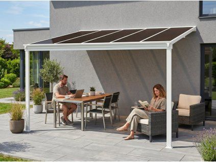 Hliníková pergola LANITPLAST WALL 33 bílá + bronz PC