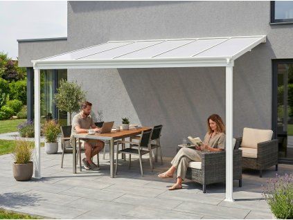 Hliníková pergola LANITPLAST WALL 33 bílá + opál PC