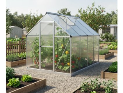 Skleník SARANA 6 x 8 PC 4 mm stříbrný