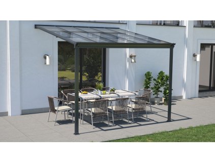 Hliníková pergola LANITPLAST WALL 33 FSX antracit + čirý PC