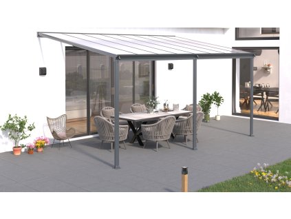 Hliníková pergola LANITPLAST WALL 43 FSX antracit + čirý PC