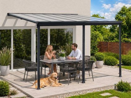 Hliníková pergola LANITPLAST WALL 53 FSX antracit + čirý PC