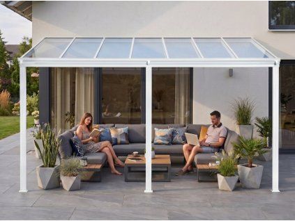 Hliníková pergola LANITPLAST WALL 53 FSX bílá + čirý PC