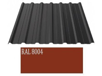 Plechová krytina trapézový plech Blacho TRAPÉZ T18 Plus 0,5 RAL 8004 1,5 m