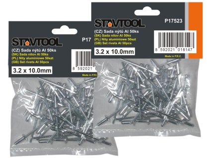 Sada hliníkových nitov 4.0 x 10 mm 50 ks