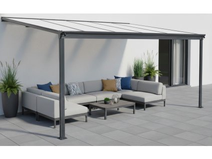 Hliníková pergola LANITPLAST WALL 33 antracit + opál PC