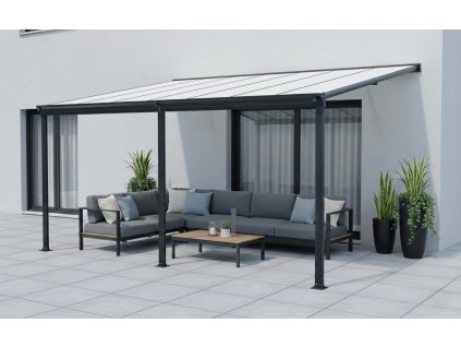 Hliníková pergola LANITPLAST WALL 43 antracit + opál PC