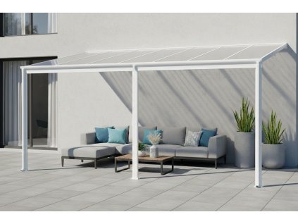 Hliníková pergola LANITPLAST WALL 53 biela + číry PC