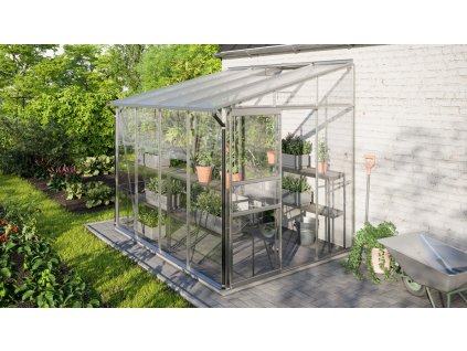 Skleník VITAVIA IDA 5200 číre sklo 3 mm + PC 6 mm strieborný