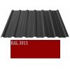 Trapézový plech T 18 PLUS 0,5 mm BLACHOTRAPEZ prevedenie RAL 3011 polyester štandard, dĺžka 1,5 m.