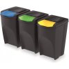 Sada 3 odpadkových košov SORTIBOX 3 x 35 l šedý kameň