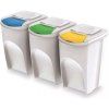 Sada 3 odpadkových košov SORTIBOX 3 x 35 l biela