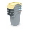 Súprava 4 odpadkových kôšov KADDI Q SET s filtrom, 4 x 25 l svetlo šedá