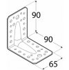 Uholník KP 1 s prelisom 90 x 90 x 65 x 2,5 mm pozinkovaný 1 ks