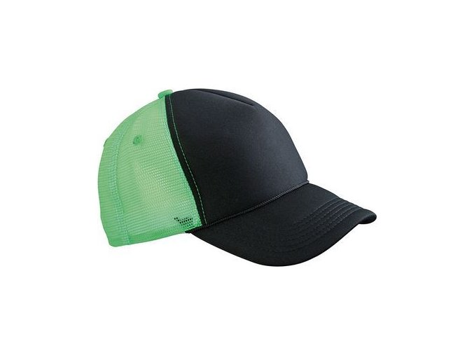 MB6550 - Retro síťovaná čepice s kšiltem černo-zelená