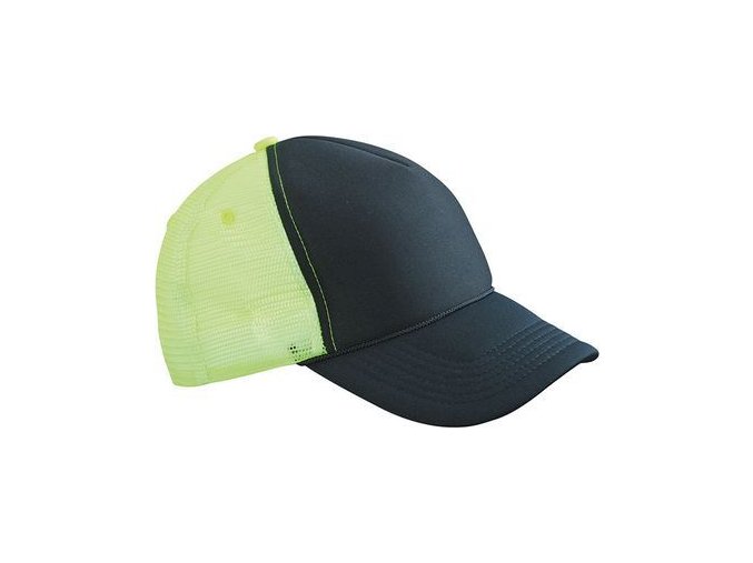 MB6550 - Retro sieťovaná čiapka so šiltom čierno-žltá