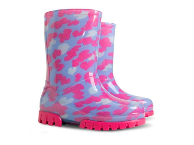 DEMAR - Dievčenské ružové čižmy TWISTER PRINT 0036 C srdiečka