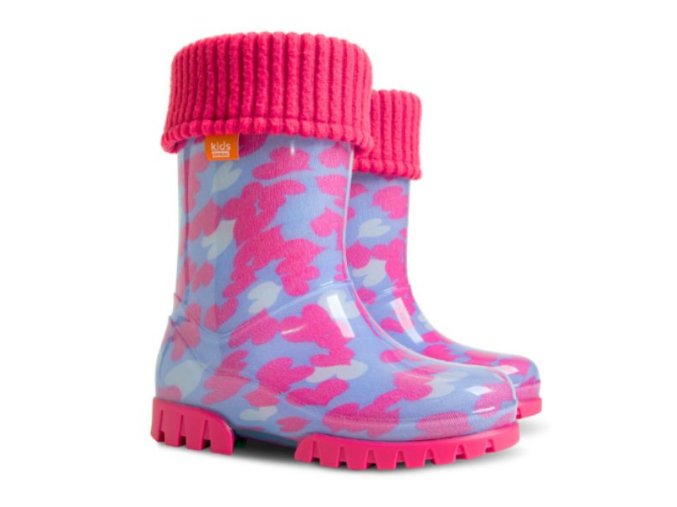 DEMAR - Dievčenské čižmy TWISTER LUX 0039 C srdiečka zateplené