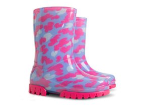 DEMAR - Dievčenské ružové čižmy TWISTER PRINT 0036 C srdiečka