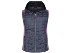 Dámska prešívaná vesta JN767 ružový melír / antracitový melír