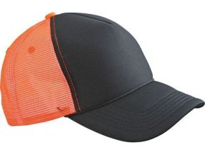 MB6550 - Retro sieťovaná čiapka so šiltom čierno-oranžová