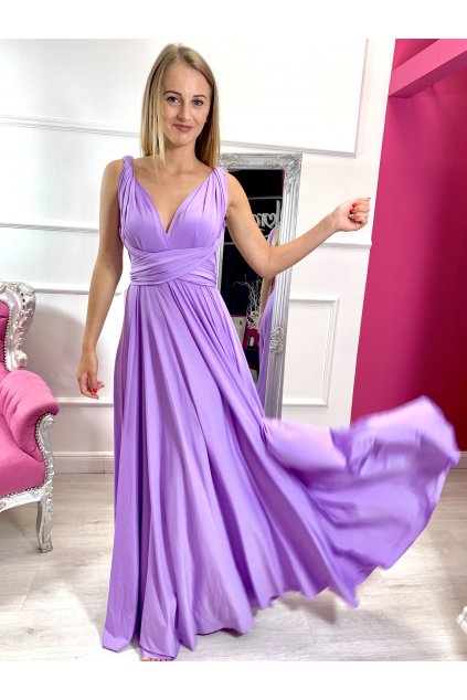 INFINITY dámske dlhé spoločenské šaty na viazanie - fialové