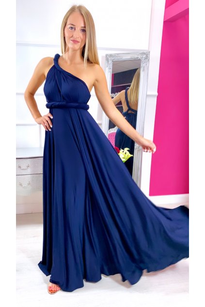 INFINITY dámske dlhé spoločenské šaty na viazanie - Navy Blue