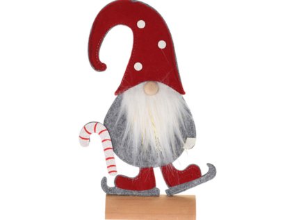 18357 dekorace santa stojici na drevenem podstavci 26 cm