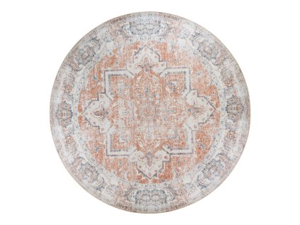 Kulatý koberec, modrá, oranžová, černá, ø200 cm, Havana (Barva Oranžová)