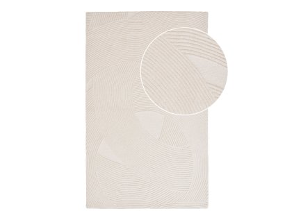 Koberec ručně prošívaný,  vlněný, krémový, 160x230, 200x300 cm, Pune (Rozměry [cm] 200x300)