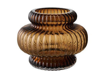 21525 21525 21525 21525 vaza rucne foukane sklo kourove hneda 20x16 cm