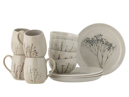 Přírodní snídaňový set 12 ks, kamenina, Bea