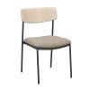 Jídelní židle z dubu a kovu, čalouněné, stohovatelná, Maymont (Barva Hnědá; světlé béžová; Černá)