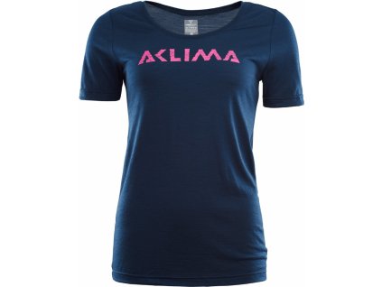 Dámské vlněné tričko Aclima LightWool LOGO - Insignia Blue
