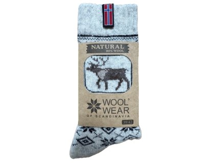 vlnene ponozky s motivem soba svetle seda