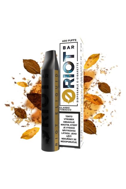 Riot Bar Classic Tobacco jednorazova e cigareta 10 a 20mg min