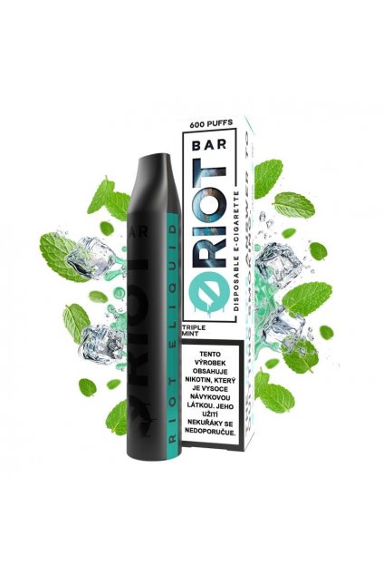 Riot Bar Triple Mint jednorazova e cigareta 10 a 20mg min