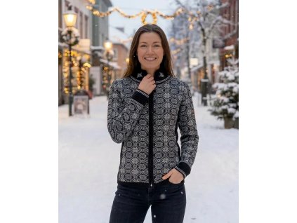 Merino svetr na zip s norským vzorem – white black01