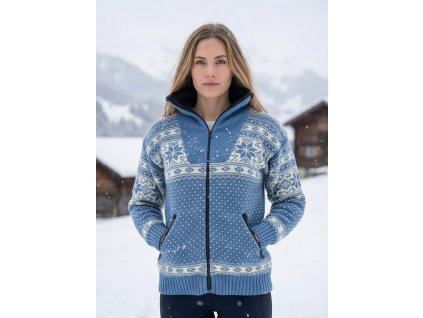 Norský svetr s membránou Mønstret modrá 02