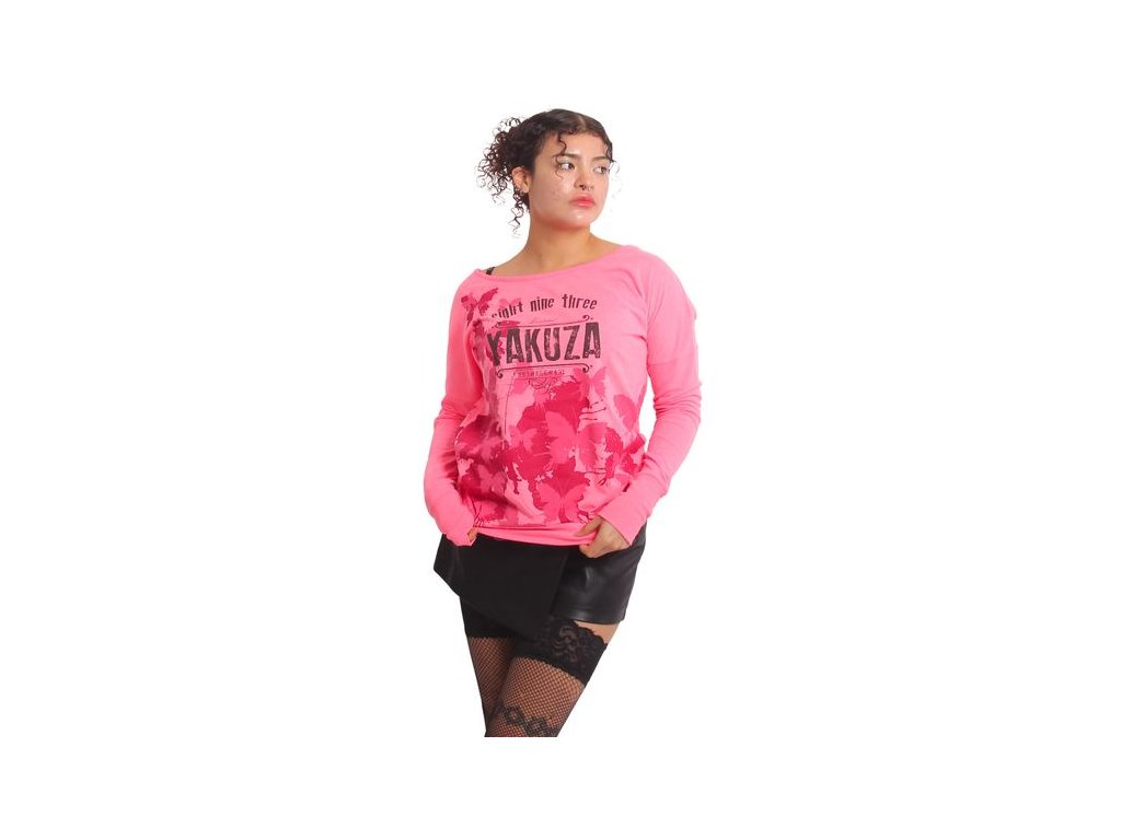 Dámské triko Yakuza GLSB 25132 Butterfly neon pink