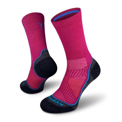 Trek Silver Merino Light  Růžové Antibakteriální Turistické Merino Ponožky