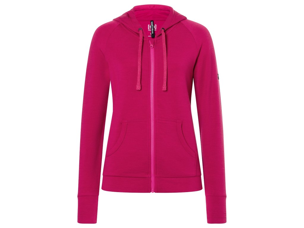 Dámská_merino_mikina_EVERYDAY_ZIP HOODIE_sn_sangria
