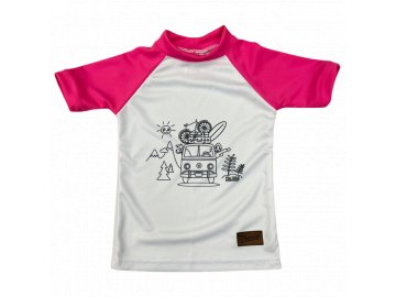 Dětské funkční UV tričko Promaledobrodruhy CoolMax krátký rukáv pink