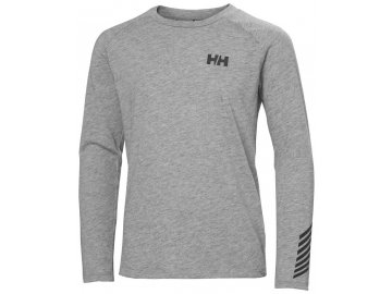Juniorské funkční tričko Helly Hansen JR Loen tech LS top s merinem dlouhý rukáv - grey melang